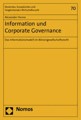 Henne |  Information und Corporate Governance | Buch |  Sack Fachmedien