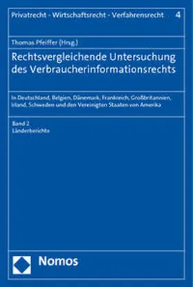 Pfeiffer |  Rechtsvergleichende Untersuchung des Verbraucherinformationsrechts | Buch |  Sack Fachmedien