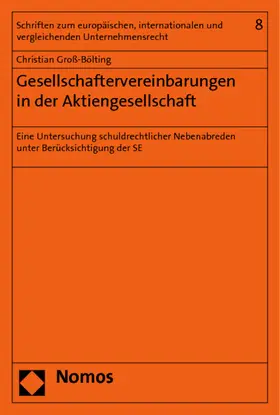 Groß-Bölting |  Gesellschaftervereinbarungen in der Aktiengesellschaft | Buch |  Sack Fachmedien