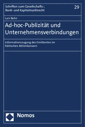 Behn |  Ad-hoc-Publizität und Unternehmensverbindungen | Buch |  Sack Fachmedien