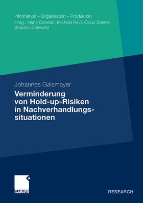 Gaismayer |  Gaismayer, J: Verminderung von Hold-up-Risiken in Nachverhan | Buch |  Sack Fachmedien