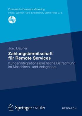 Dauner |  Zahlungsbereitschaft für Remote Services | Buch |  Sack Fachmedien