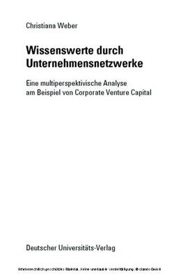 Weber | Wissenswerte durch Unternehmensnetzwerke | E-Book | sack.de