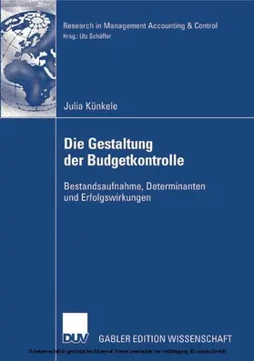 Künkele |  Die Gestaltung der Budgetkontrolle | eBook | Sack Fachmedien