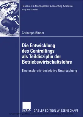 Binder |  Die Entwicklung des Controllings als Teildisziplin der Betriebswirtschaftslehre | eBook | Sack Fachmedien