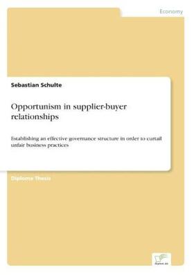 Schulte |  Opportunism in supplier-buyer relationships | Buch |  Sack Fachmedien