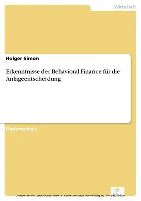 Simon |  Erkenntnisse der Behavioral Finance für die Anlageentscheidung | eBook | Sack Fachmedien