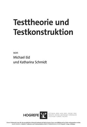 Eid / Schmidt |  Testtheorie und Testkonstruktion | eBook | Sack Fachmedien