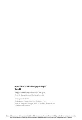 Kerkhoff / Schmidt |  Neglect und assoziierte Störungen | eBook | Sack Fachmedien