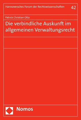 Otto | Die verbindliche Auskunft im allgemeinen Verwaltungsrecht | E-Book | sack.de