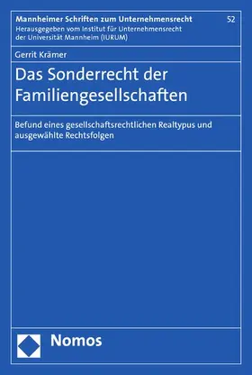 Krämer |  Das Sonderrecht der Familiengesellschaften | eBook | Sack Fachmedien