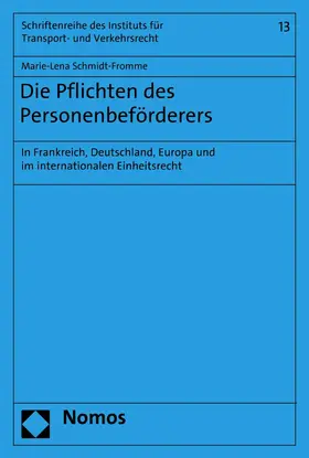 Schmidt-Fromme | Die Pflichten des Personenbeförderers | E-Book | sack.de