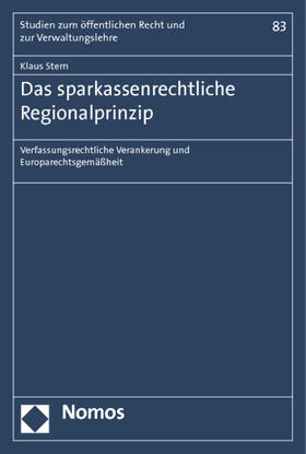 Stern |  Das sparkassenrechtliche Regionalprinzip | Buch |  Sack Fachmedien