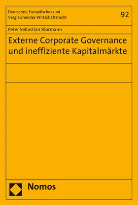 Klormann |  Externe Corporate Governance und ineffiziente Kapitalmärkte | Buch |  Sack Fachmedien