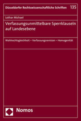 Michael |  Michael, L: Verfassungsunmittel. Sperrklauseln/Landesebene | Buch |  Sack Fachmedien