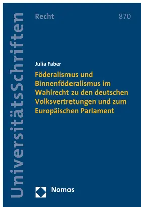 Faber |  Föderalismus und Binnenföderalismus im Wahlrecht zu den deutschen Volksvertretungen und zum Europäischen Parlament | Buch |  Sack Fachmedien