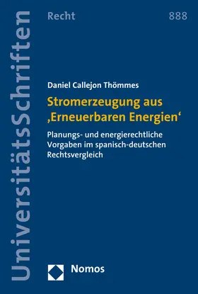 Callejon Thömmes |  Stromerzeugung aus 'Erneuerbaren Energien' | Buch |  Sack Fachmedien