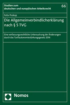 Prokop |  Die Allgemeinverbindlicherklärung nach § 5 TVG | Buch |  Sack Fachmedien