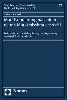 Kubesch |  Marktsondierung nach dem neuen Marktmissbrauchsrecht | Buch |  Sack Fachmedien