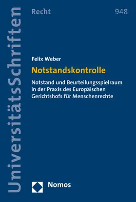 Weber |  Notstandskontrolle | Buch |  Sack Fachmedien