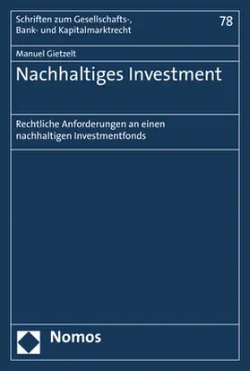 Gietzelt |  Nachhaltiges Investment | Buch |  Sack Fachmedien