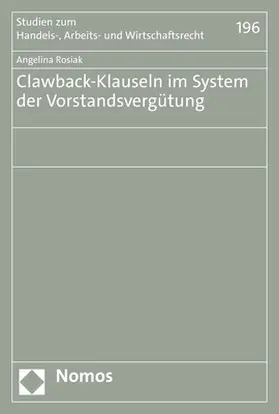 Rosiak |  Clawback-Klauseln im System der Vorstandsvergütung | Buch |  Sack Fachmedien