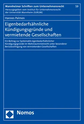 Palmen |  Eigenbedarfsähnliche Kündigungsgründe und vermietende Gesellschaften | Buch |  Sack Fachmedien