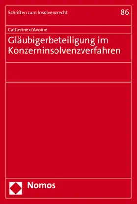 d'Avoine |  Gläubigerbeteiligung im Konzerninsolvenzverfahren | Buch |  Sack Fachmedien