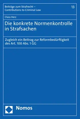 Herz |  Die konkrete Normenkontrolle in Strafsachen | Buch |  Sack Fachmedien