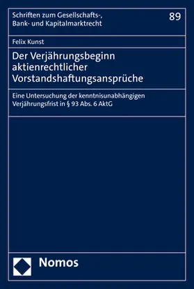 Kunst |  Der Verjährungsbeginn aktienrechtlicher Vorstandshaftungsansprüche | Buch |  Sack Fachmedien