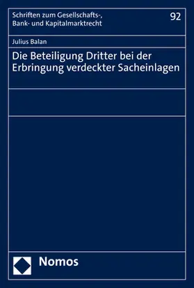 Balan |  Die Beteiligung Dritter bei der Erbringung verdeckter Sacheinlagen | Buch |  Sack Fachmedien