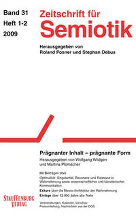 Wildgen / Plümacher |  Zeitschrift für Semiotik / Prägnanter Inhalt - prägnante Form | Buch |  Sack Fachmedien