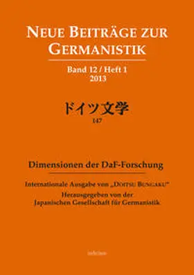 Japanische Gesellschaft für Germanistik |  Neue Beiträge zur Germanistik, Band 12 / Heft 1 | Buch |  Sack Fachmedien