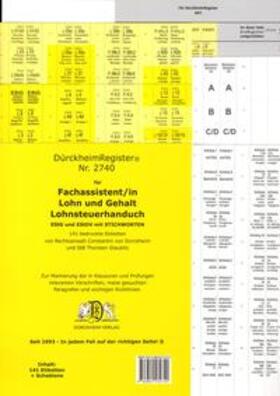 Dürckheim |  DürckheimRegister® Nr. 2740 Fachassistent/in Lohn und Gehalt (2024) Lohnsteuerhandbuch | Sonstiges |  Sack Fachmedien