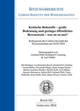 Greiling / Müller / Pfaff |  Kritische Rohstoffe – große Bedeutung und geringes öffentliches Bewusstsein – was ist zu tun? – | Buch |  Sack Fachmedien