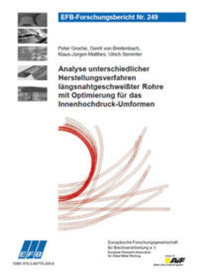 Groche / von Breitenbach / Matthes |  Analyse unterschiedlicher Herstellungsverfahren längsnahtgeschweißter Rohre mit Optimierung für das Innenhochdruck-Umformen | Buch |  Sack Fachmedien