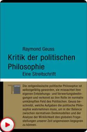 Geuss |  Kritik der politischen Philosophie | eBook | Sack Fachmedien