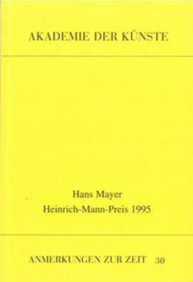 Akademie der Künste, Berlin |  Hans Mayer | Buch |  Sack Fachmedien