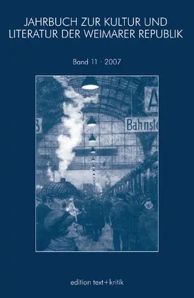  JAHRBUCH ZUR KULTUR UND LITERATUR DER WEIMARER REPUBLIK | Buch |  Sack Fachmedien