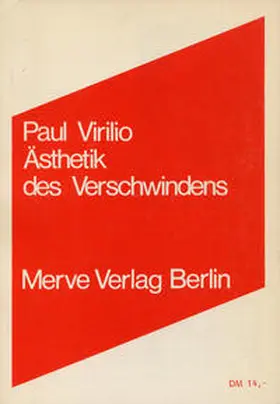 Virilio |  Ästhetik des Verschwindens | Buch |  Sack Fachmedien