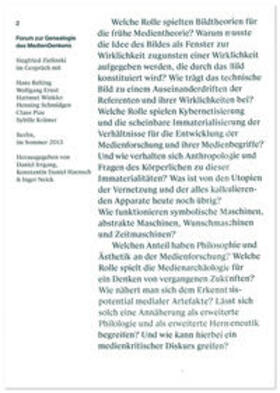 Irrgang / Haensch / Neick |  Forum zur Genealogie des Mediendenkens 2 | Buch |  Sack Fachmedien