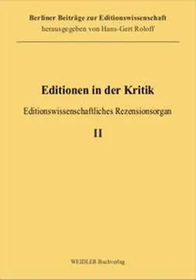 Roloff |  Editionen in der Kritik 2 | Buch |  Sack Fachmedien