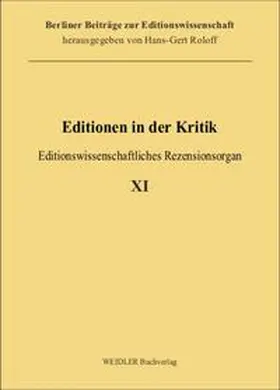 Johrendt |  Editionen in der Kritik 11 | Buch |  Sack Fachmedien