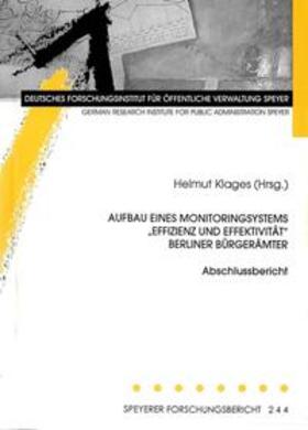 Klages |  Aufbau eines Monitoringsystems "Effizienz und Effektivität" Berliner Bürgerämter | Buch |  Sack Fachmedien