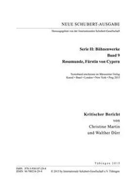 Martin / Dürr |  Neue Schubert-Ausgabe. Kritische Berichte / Bühnenwerke / Rosamunde, Fürstin von Cypern | Buch |  Sack Fachmedien