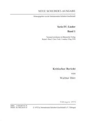 Dürr | Neue Schubert-Ausgabe. Kritische Berichte / Lieder 1 | Buch | 978-3-936187-41-0 | sack.de