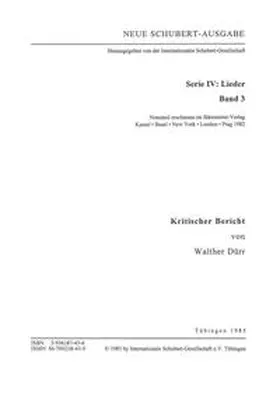 Dürr | Neue Schubert-Ausgabe. Kritische Berichte / Lieder 3 | Buch | 978-3-936187-43-4 | sack.de