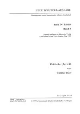 Dürr | Neue Schubert-Ausgabe. Kritische Berichte / Lieder 5 | Buch | 978-3-936187-45-8 | sack.de