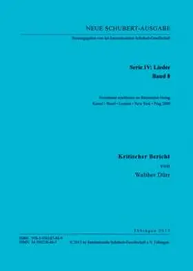 Dürr | Neue Schubert-Ausgabe. Kritische Berichte / Lieder 8 | Buch | 978-3-936187-48-9 | sack.de