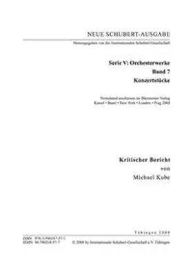 Kube |  Neue Schubert-Ausgabe. Kritische Berichte / Orchesterwerke / Konzertstücke | Buch |  Sack Fachmedien